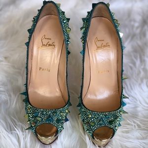 Green and gold spiked heel Christian Louboutin